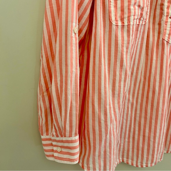 Striped Talbots Petite Lace-front Cotton Blouse - Picture 4 of 5